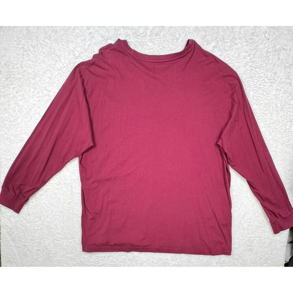 Polo Ralph Lauren Long Sleeve Shirt Mens XXL Burgundy Preppy Classic Pocket Tee